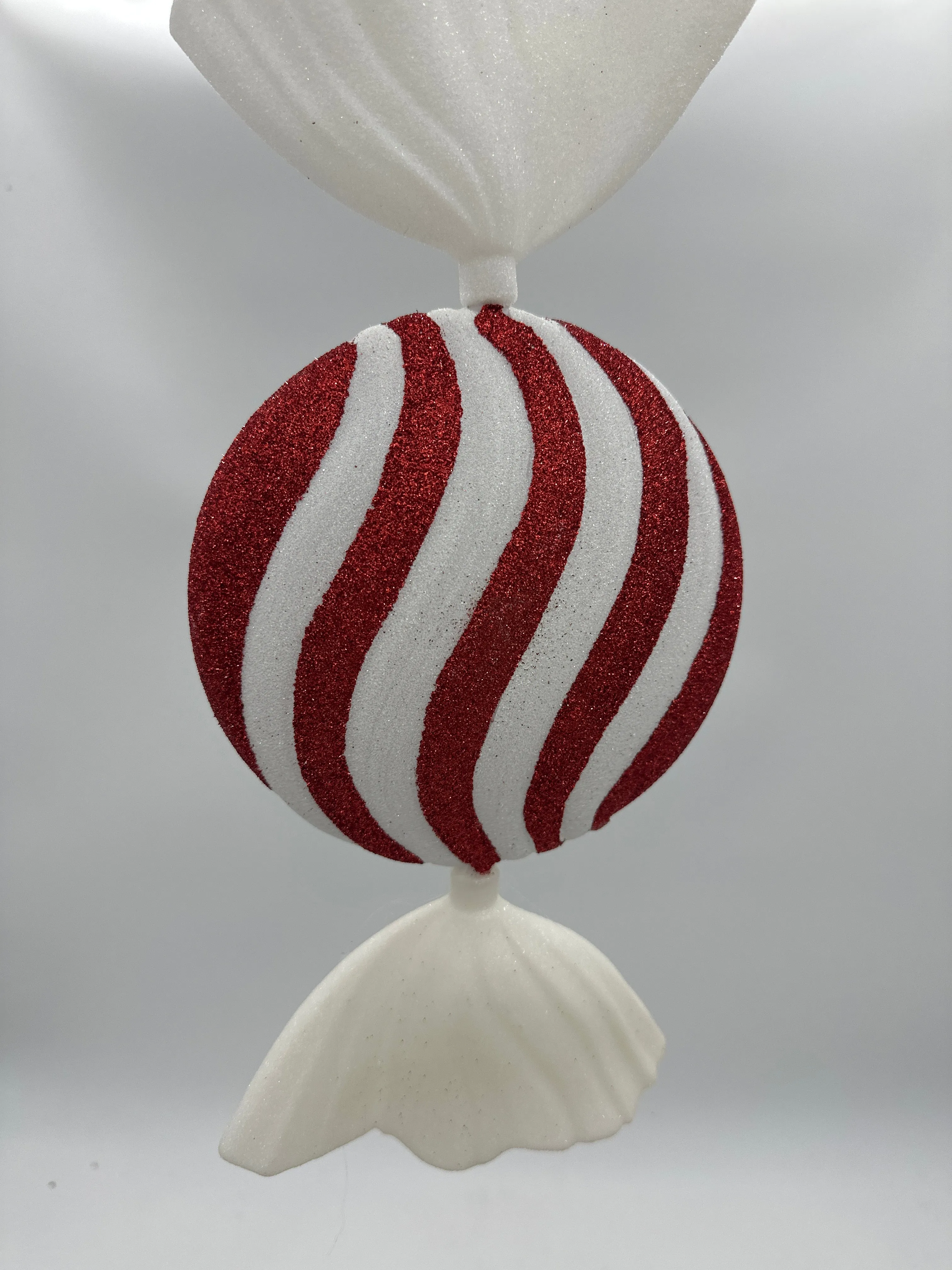 13" Red White Peppermint Candy Ornaments- Set of 2