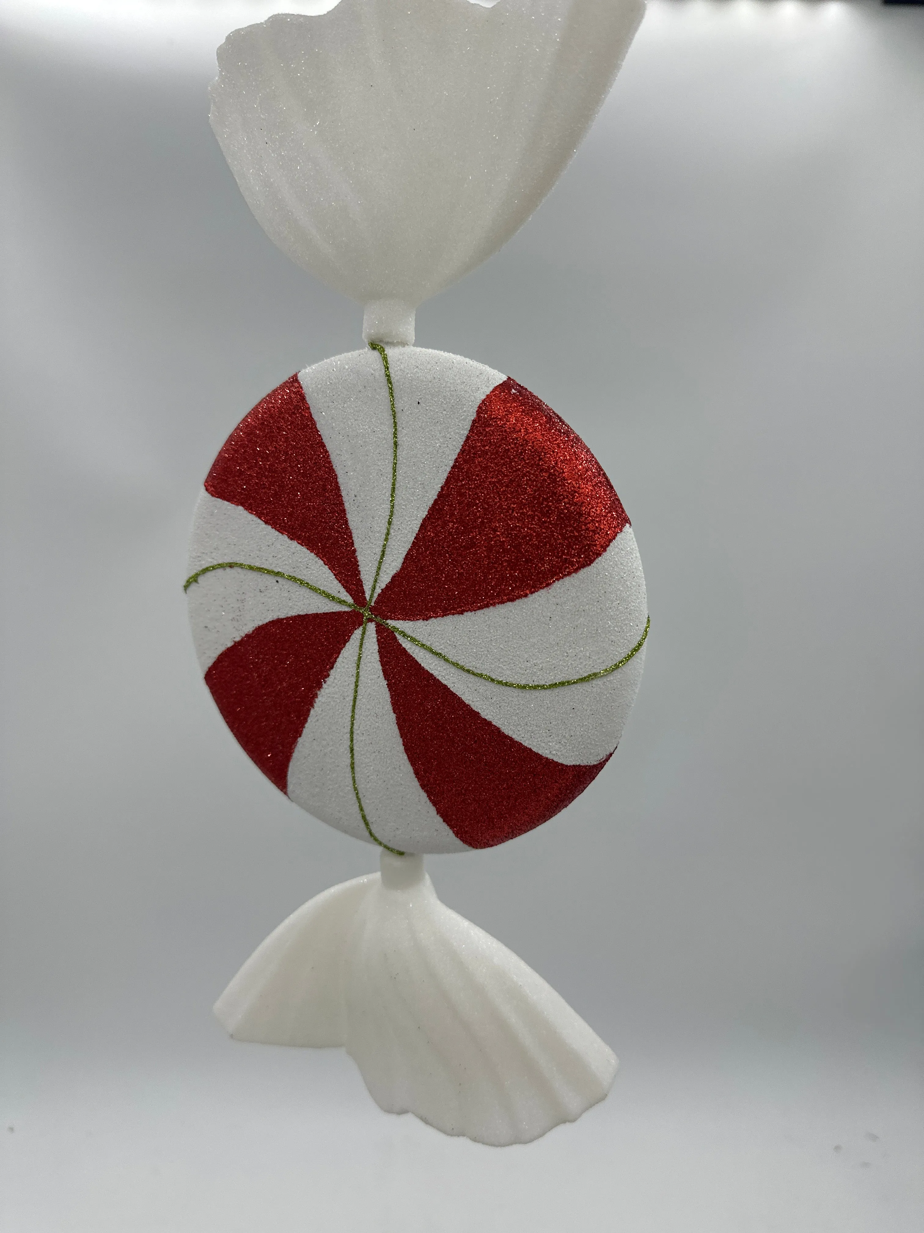 13" Red White Peppermint Candy Ornaments- Set of 2