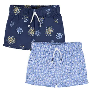 2-Pack Infant & Toddler Girls Blue Floral Pull-On Shorts