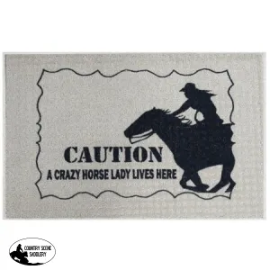 27" x 18" 'Caution, A crazy horse lady lives here' Welcome mat