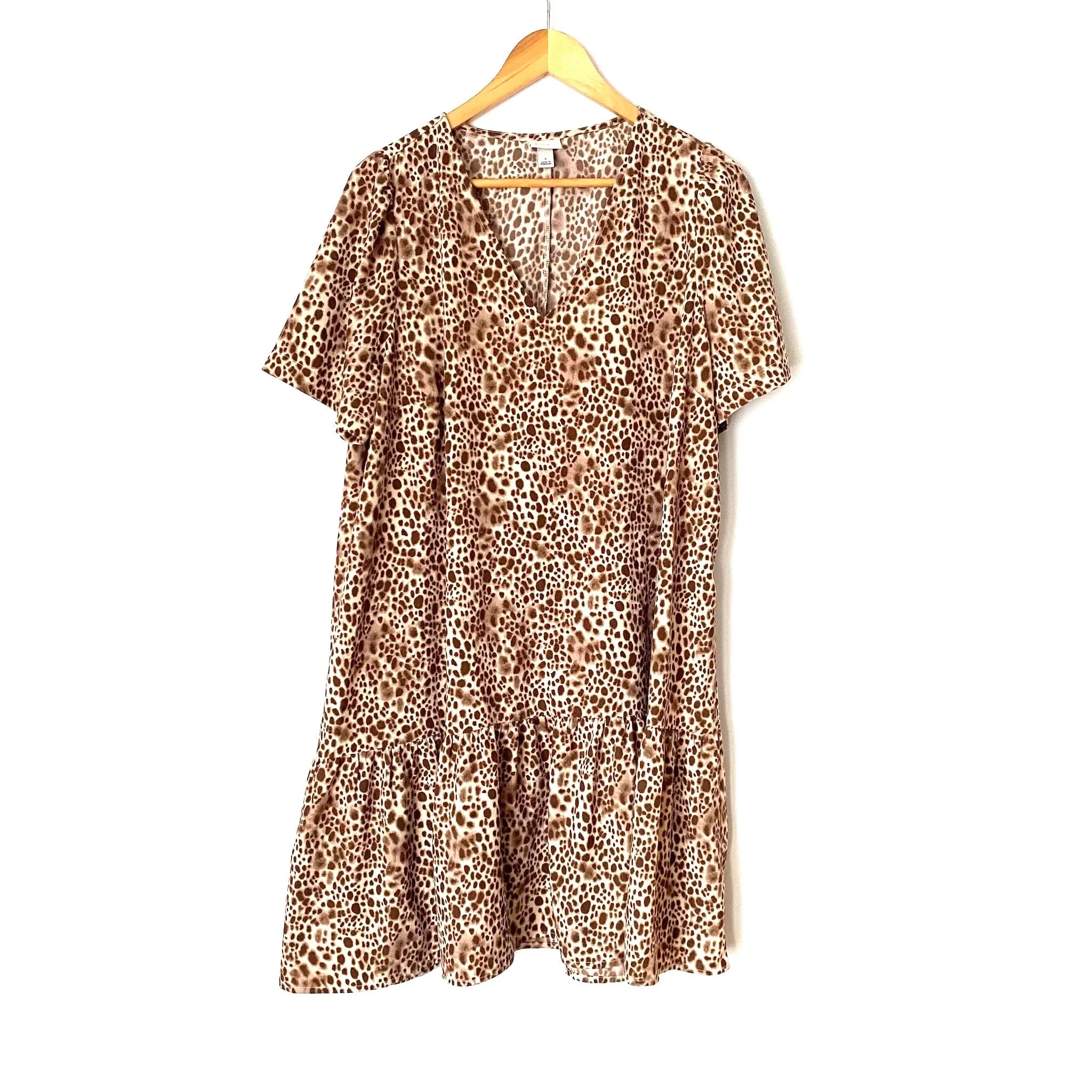 A New Day Animal Print Ruffle Hem Dress- Size L