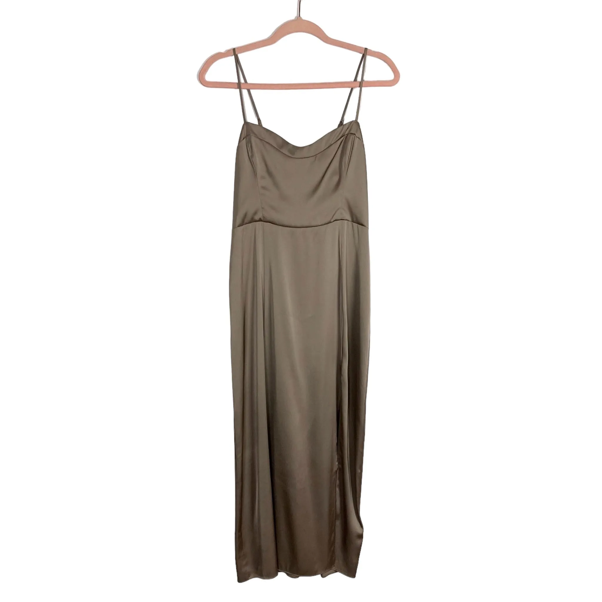 Abercrombie & Fitch Satin Tan Front Slit Dress NWT- Size S