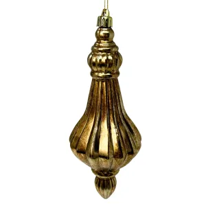 Antique Gold Lined Drop Finial Ornament 8” | XJ