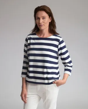 Babi Organic Cotton Top In Off White & Navy