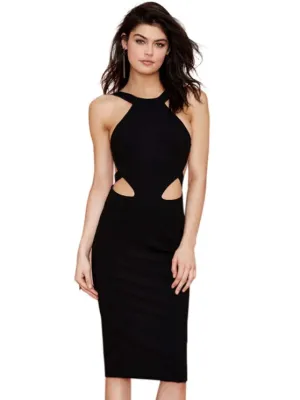 BerryBetty - Beautiful Solid Color Backless Slit Sleeveless Dress