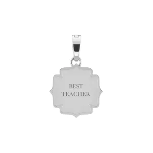 Best Teacher Fjura Engravable Pendant, Silver