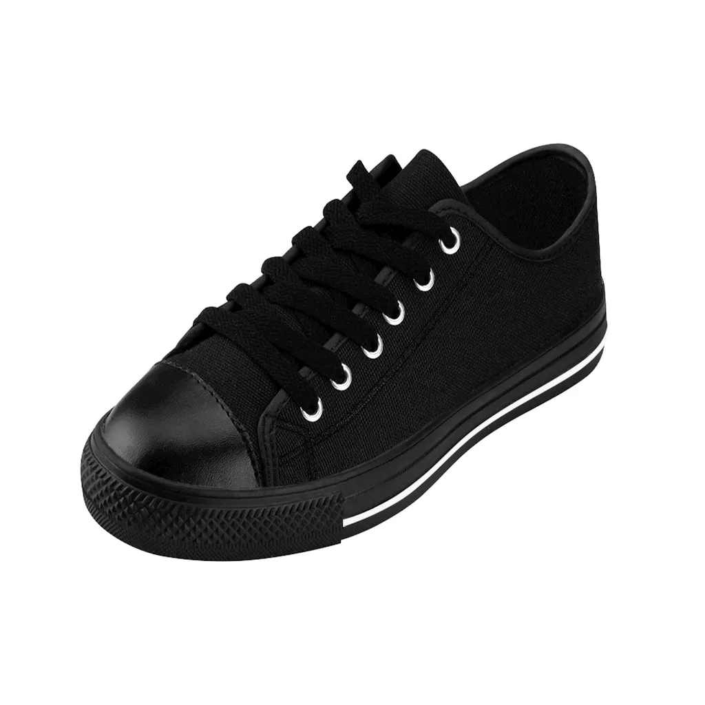 Black Solid Color Women's Sneakers, Lightweight Low Tops Tennis Running Casual Shoes For Women