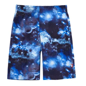 Boys UPF 50  Recycled Polyester Soft Stretch Below the Knee Printed Swim Board Shorts | Space