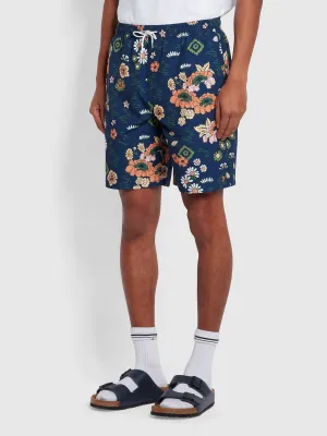 Colbert Regular Fit Floral Print Swim Shorts In Rich Indigo Farah