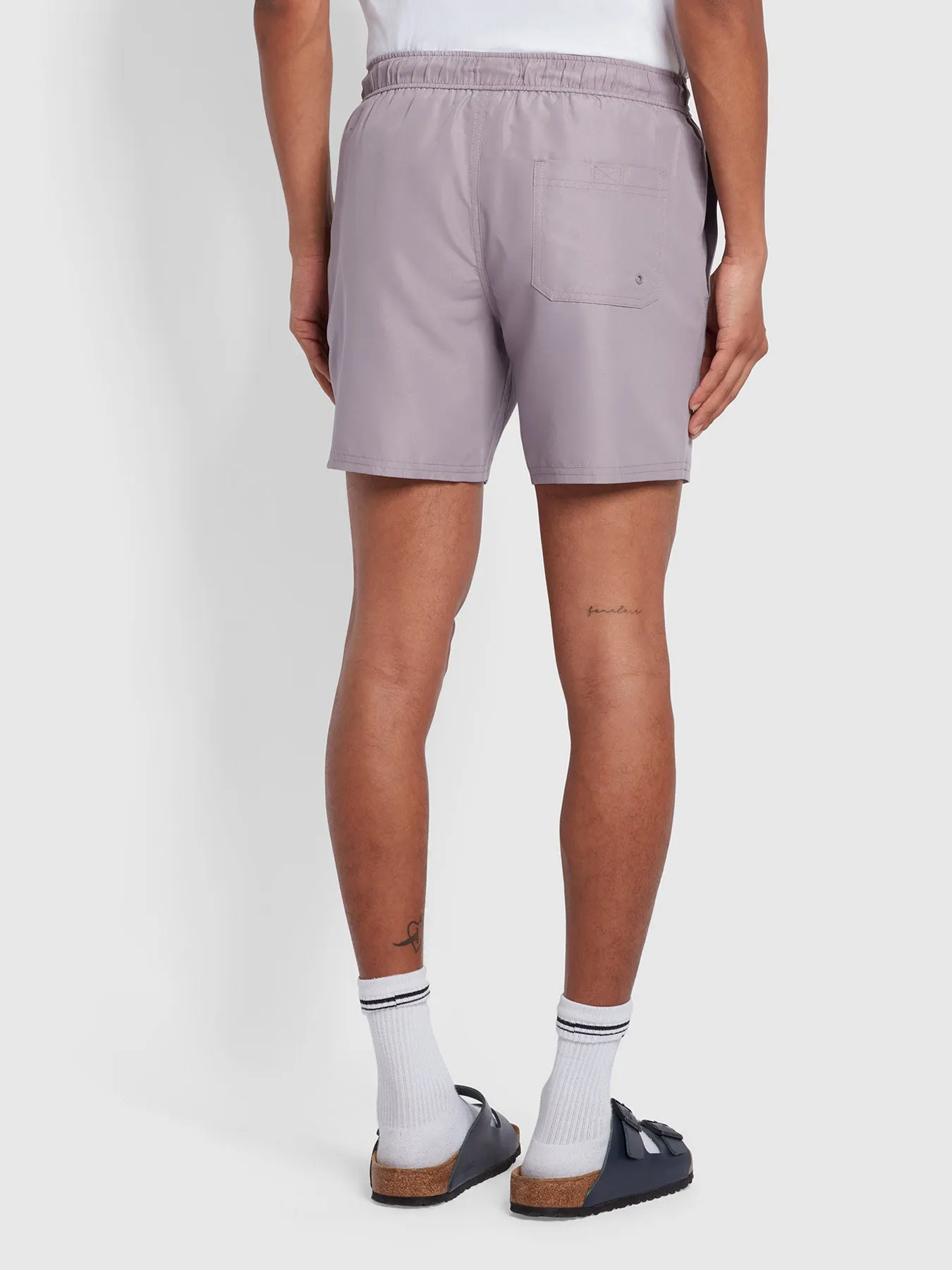 Colbert Regular Fit Plain Swim Shorts In Dusty Purple