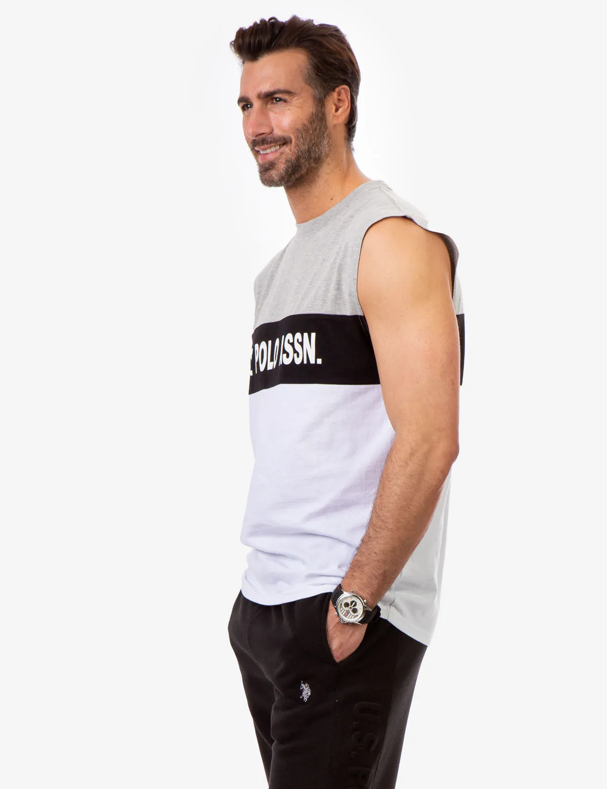 COLORBLOCK WORDMARK MUSCLE TANK