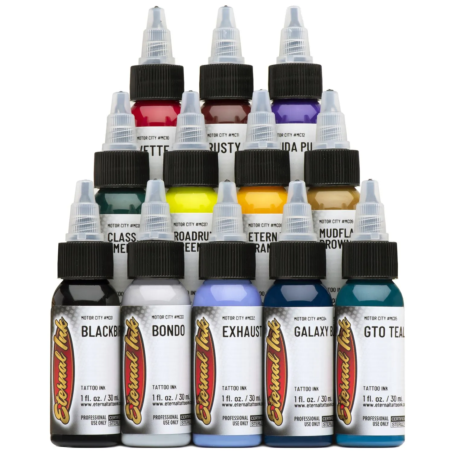 Eternal Motor City 12 Color Full Tattoo Ink Set - 2oz