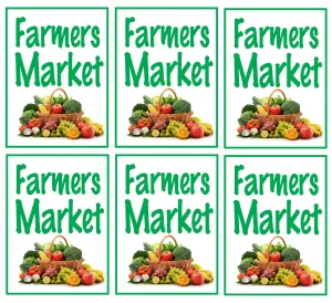 Farmers Market Store Window Display Paper Signs; 18w x 24h - 6 Pack