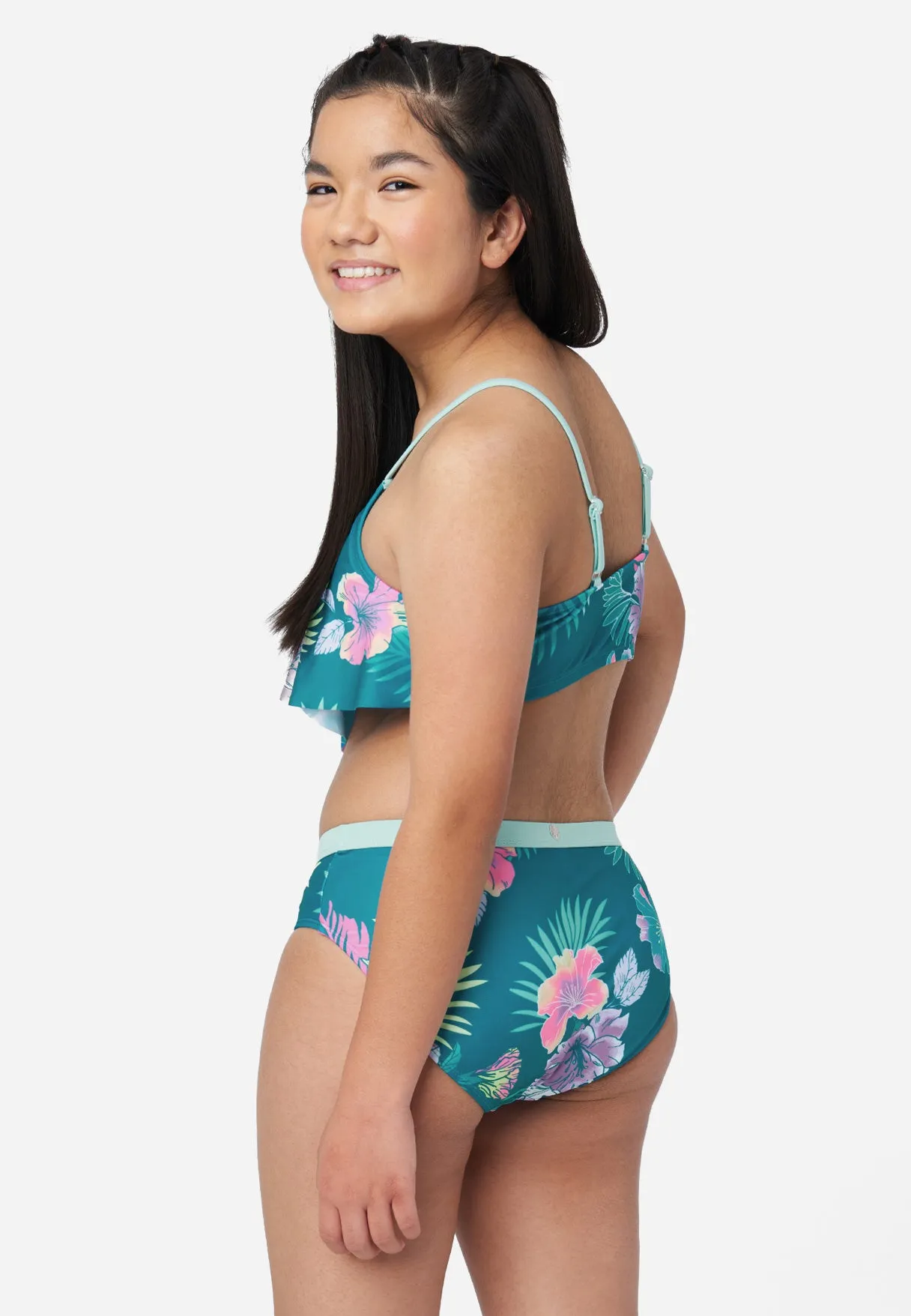 Floral Lace-Up Bikini Swim Set