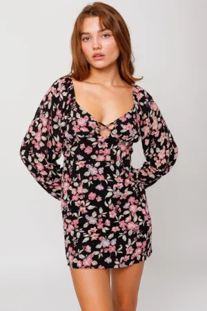 Floral Power Long Sleeve Mini Dress