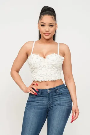 Floral Rhinestones Bustier Top