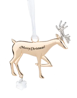 Gold Reindeer Ornament - Merry Christmas