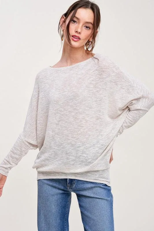 Kathleen Classic Dolman Sleeve Knit Top Slub Fabric FINAL SALE