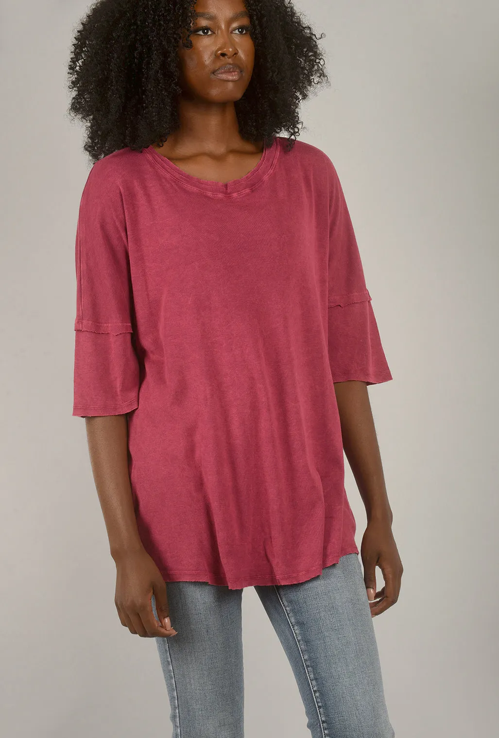 Mineral-Wash Back-Slit Top, Orchid