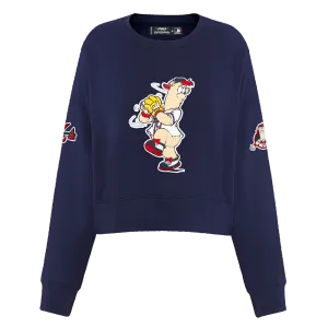 MLB ATLANTA BRAVES MASCOT WOMEN'S FLC CREWNECK (MIDNIGHT NAVY)