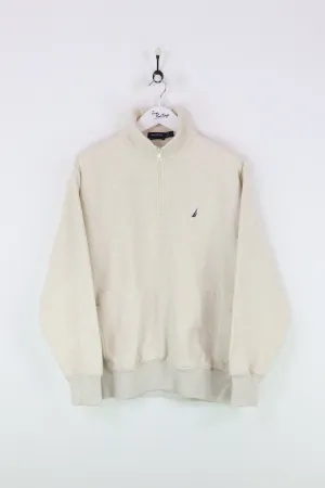 Nautica 1/4 Zip Sweatshirt Cream XL