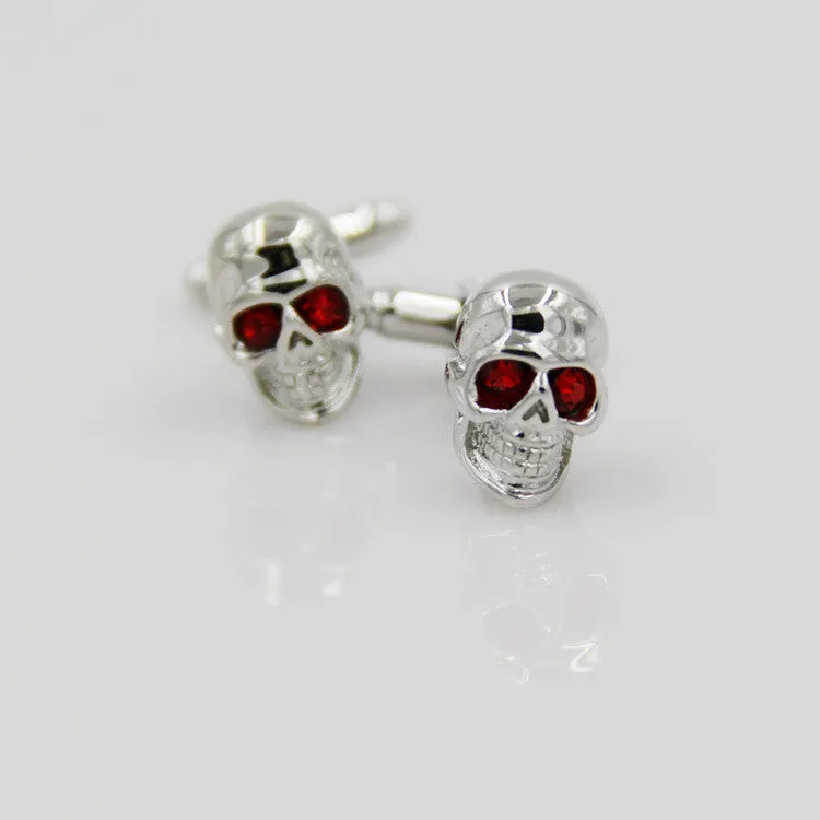 Personality Skull Ruby Eye Men And Women French Cufflinks Cufflinks