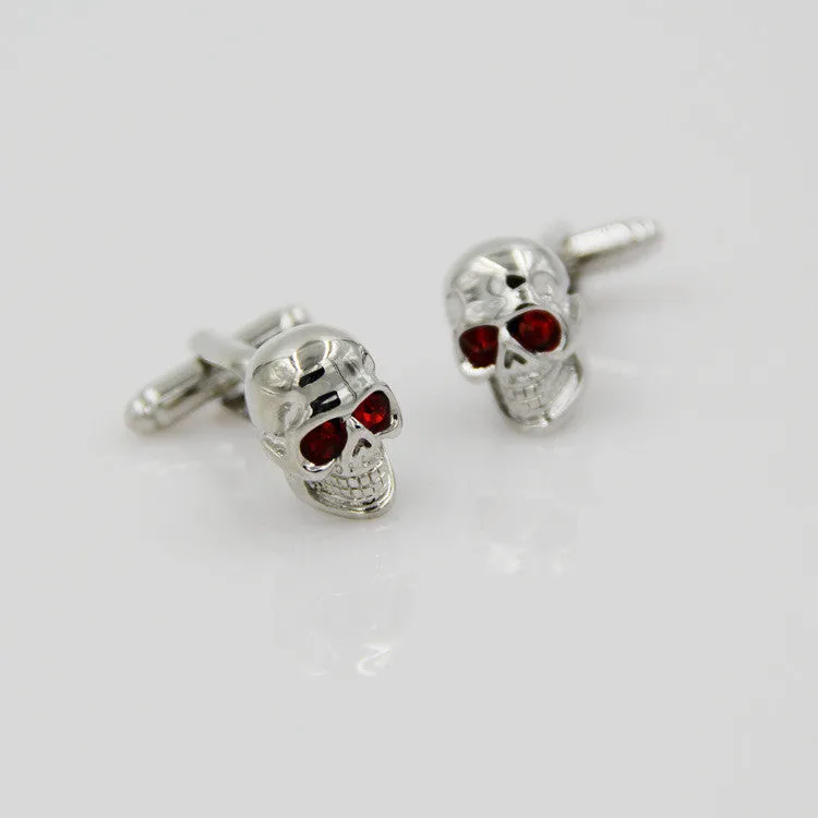 Personality Skull Ruby Eye Men And Women French Cufflinks Cufflinks