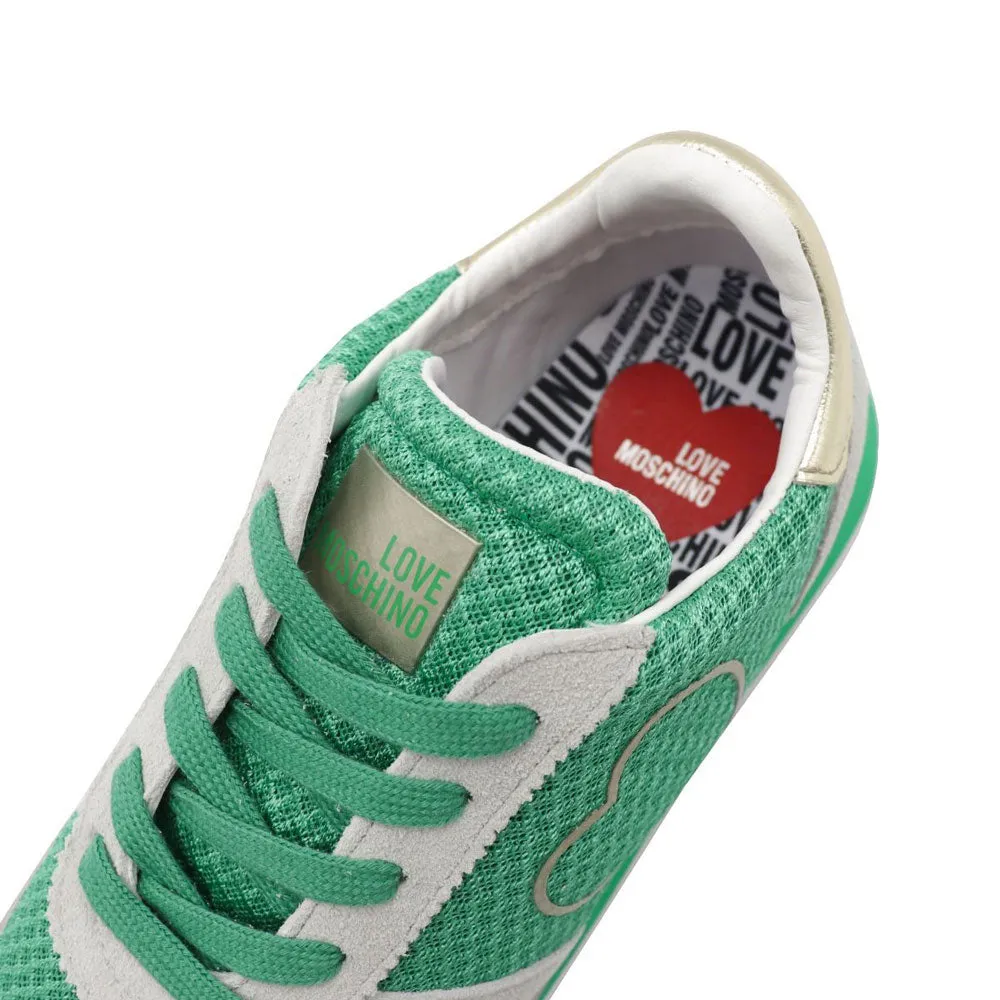 Scarpe Donna LOVE MOSCHINO Sneakers Running in Tessuto e Suede colore Verde