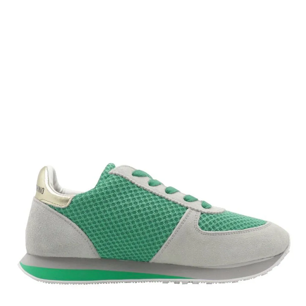 Scarpe Donna LOVE MOSCHINO Sneakers Running in Tessuto e Suede colore Verde