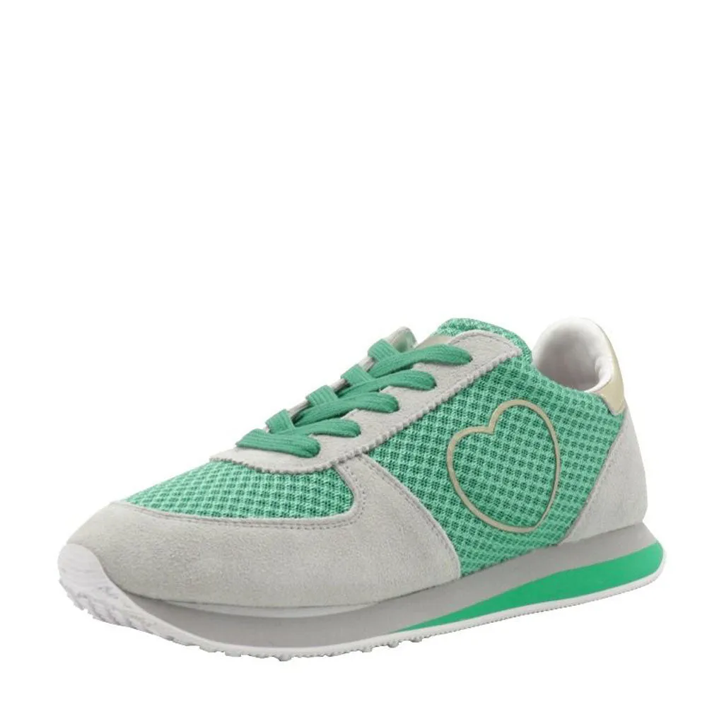 Scarpe Donna LOVE MOSCHINO Sneakers Running in Tessuto e Suede colore Verde