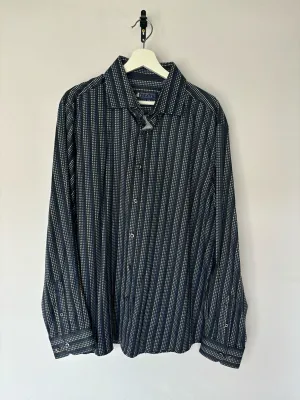 Striped Blue & Black Long Sleeve Button Up