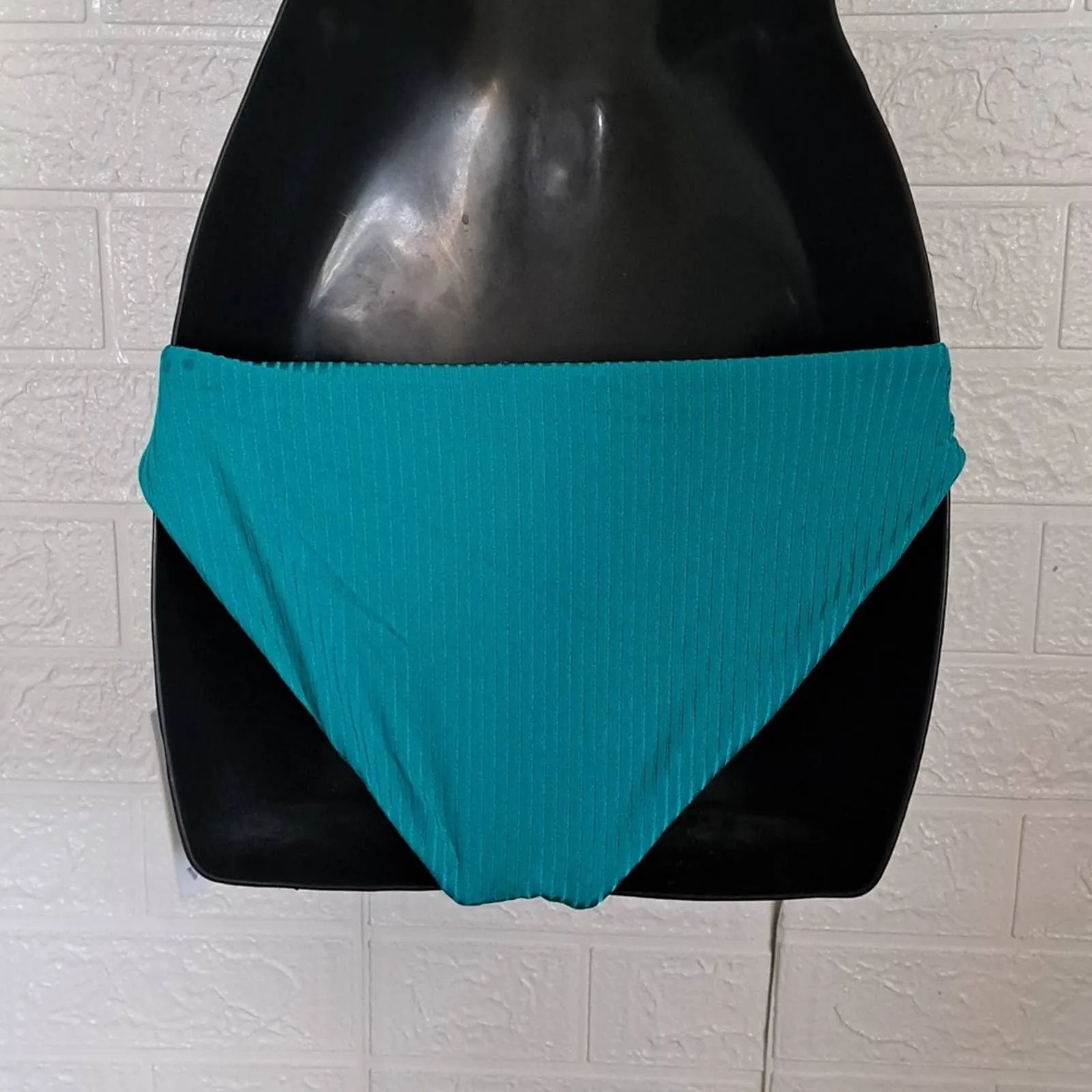 Vitamin A Midori Bikini Swim Bottoms Medium Turquoise Shiny EcoRib