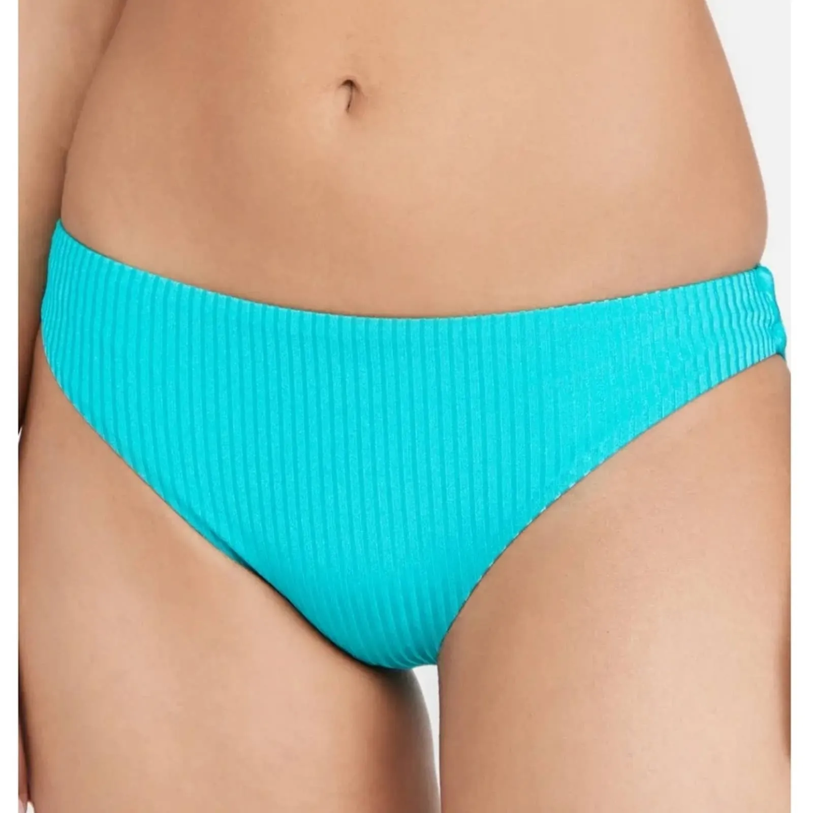 Vitamin A Midori Bikini Swim Bottoms Medium Turquoise Shiny EcoRib